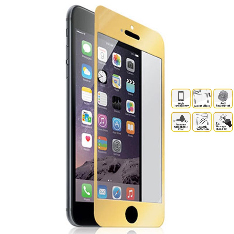 محافظ صفحه نمایش گلس مدل طلایی آینه ای مناسب برای گوشی موبایل اپل آیفون 6,6S