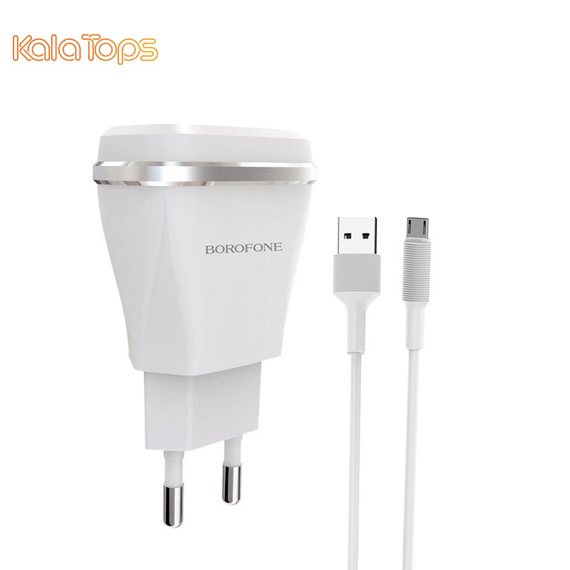 شارژر دیواری بروفون مدل BA1A بهمراه کابل تبدیل microUSB