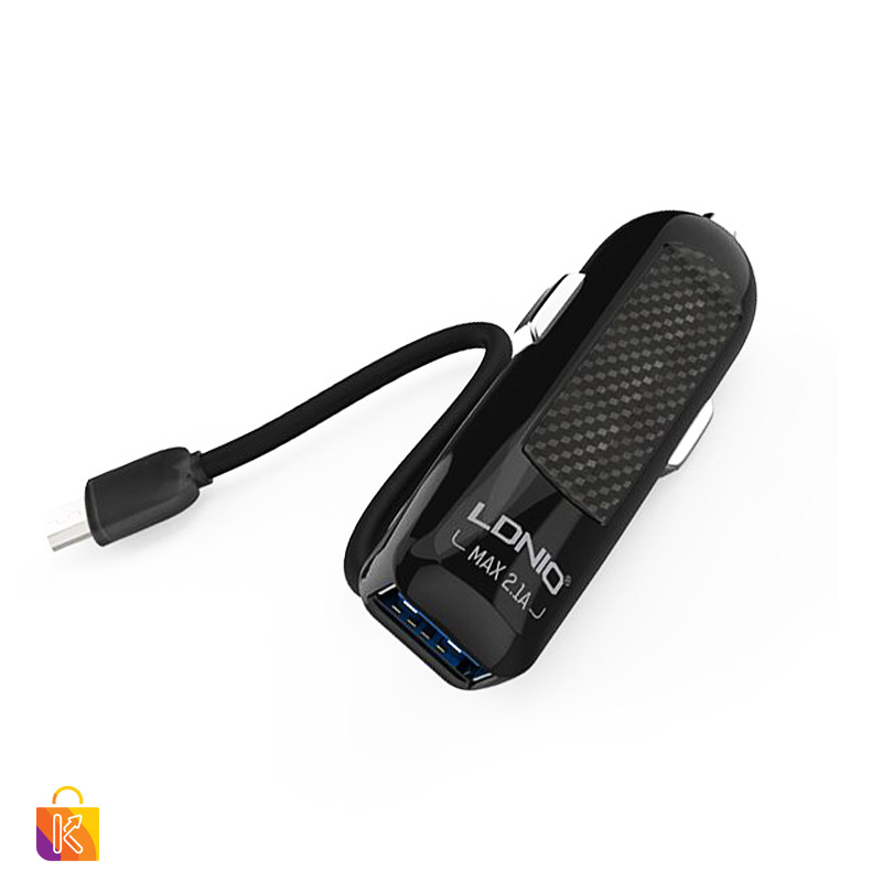  شارژر فندکی الدینیو مدل DL-C25 همراه با کابل میکرو 